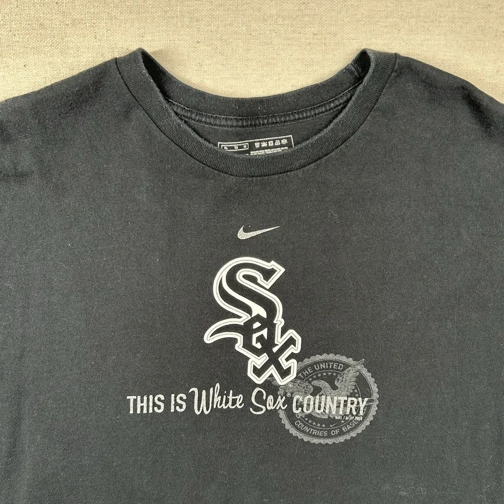 Nike Team White Sox Shirt Mens XL Baseball Chicago Country Map Center Check Y2K